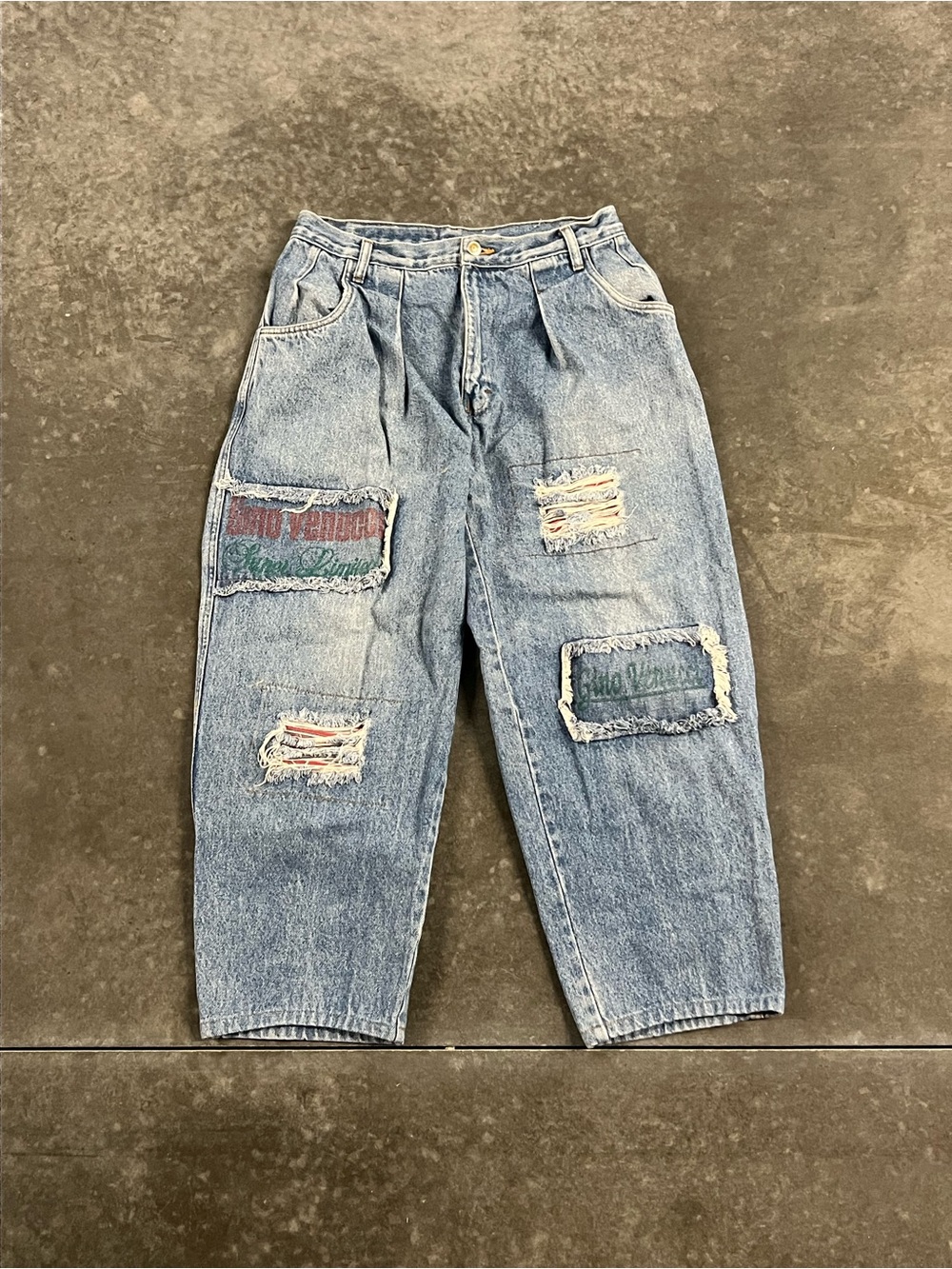 Vintage 90s Gino Venucci Patchwork Distressed Baggy Jeans